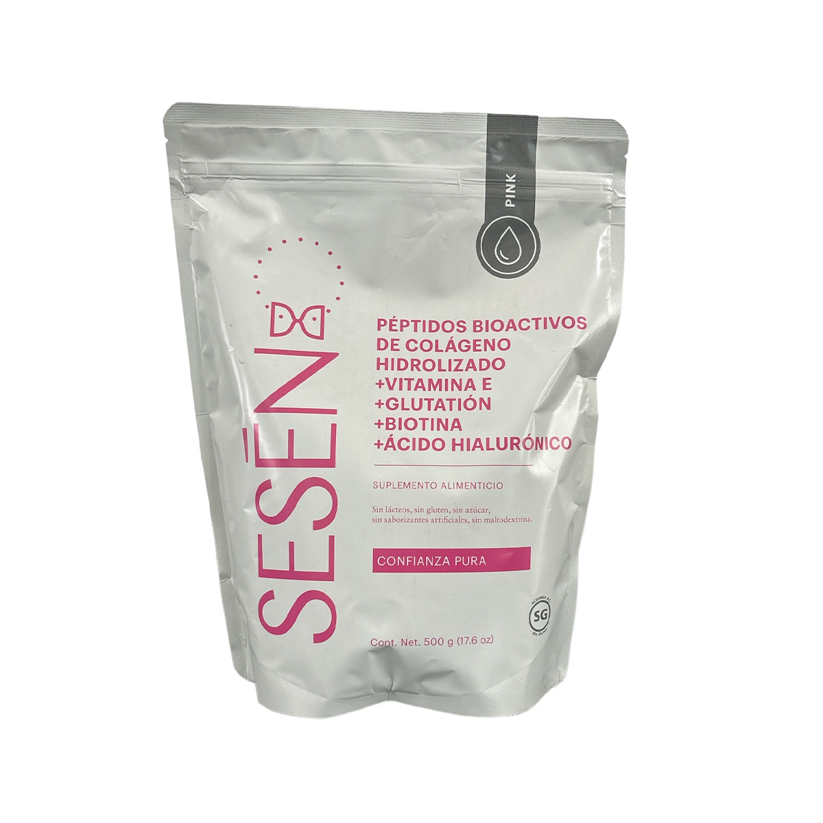 Colágeno hidrolizado ácido hialurónico y biotina 500g Pink Sesén