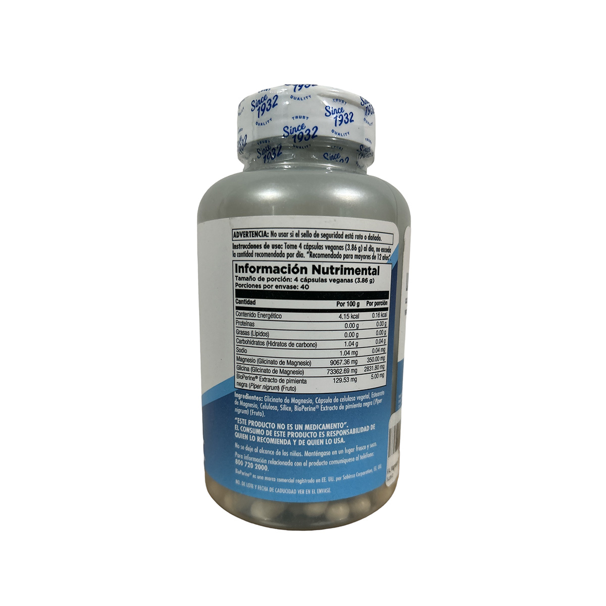 Glicinato de magnesio 160 cápsulas Kal Trust quality