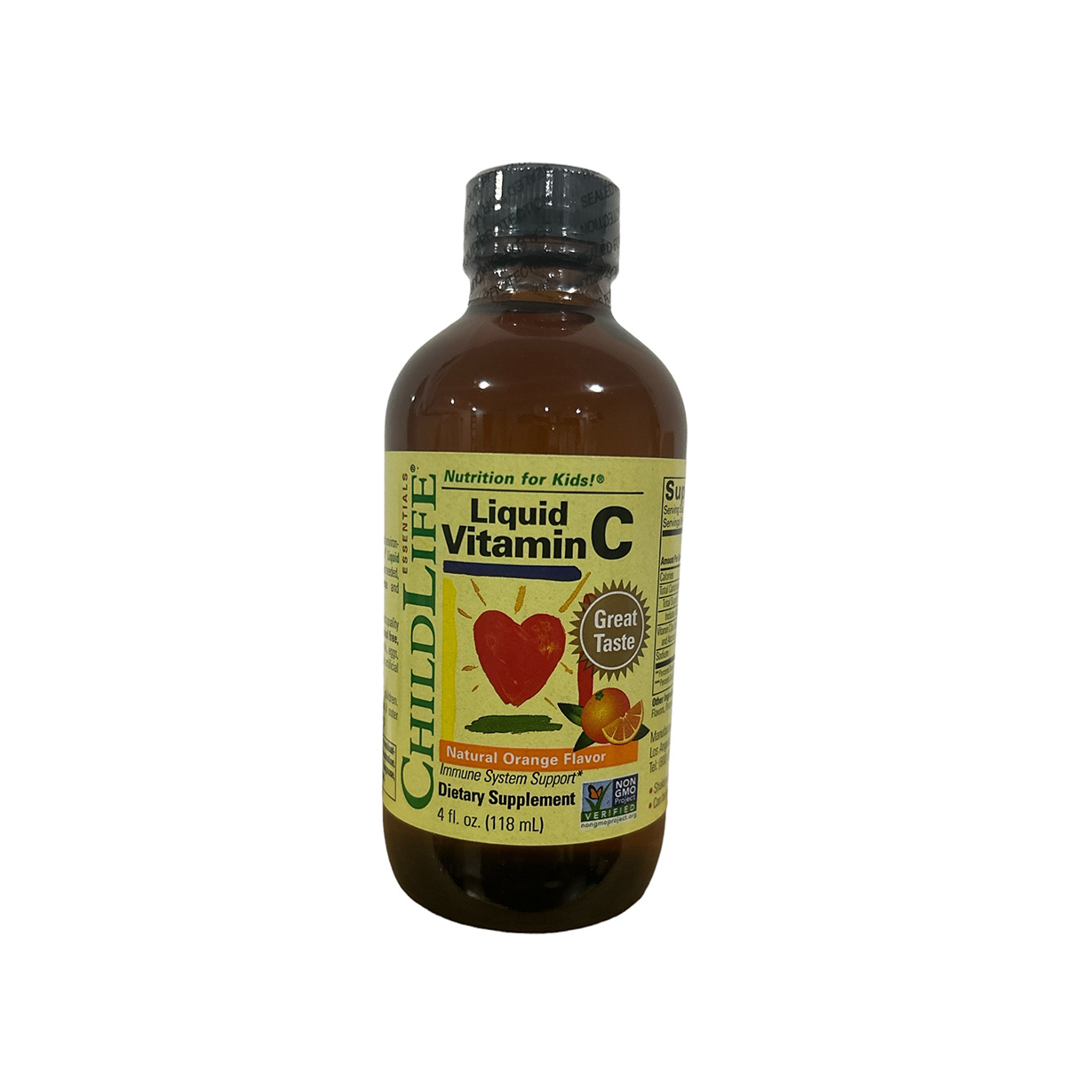 Liquid Vitamin c child life frente Liquid vitamin C 118 ml kids sabor naranja Child Life