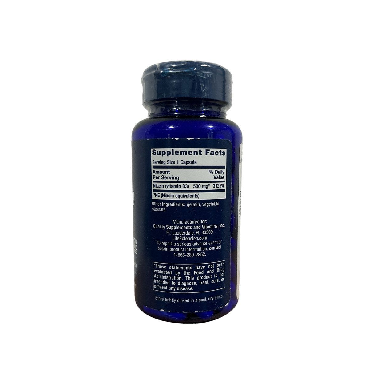 Vitamin B3 niacin 500mg 100 cápsulas Life Extension