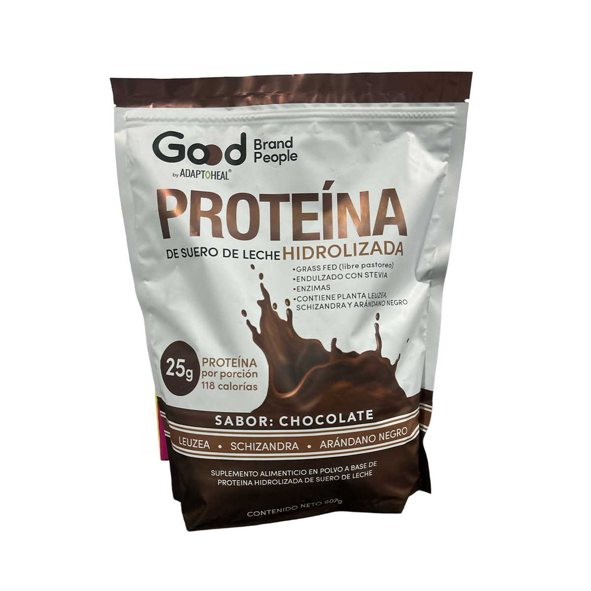 Proteínas suero de leche, sabor chocolate frente Proteina de suero de leche hidrolizada Good brand people 907gr chocolate